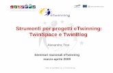Strumenti per progetti eTwinning: TwinSpace e TwinBlog · 2009-05-04 · Esercitazione Andare su: Creare una cartella con il proprio nome e creare dentro: 1. Un archivio file con