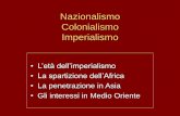 Nazionalismo Colonialismo Imperialismo › 2018 › 11 › colonialismo... · 2018-11-16 · Imperialismo e conquista coloniale Colonialismo ’500-’700: compagnie commerciali Colonialismo