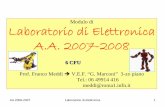 Modulo di Laboratorio di Elettronica A.A. 2007-2008meddif/LabElRob_MaterialeDidattico/01... · 2008-04-25 · AA 2006-2007 Laboratorio di elettronica 2 Modulo di LABORATORIO DI ELETTRONICA