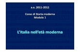 L’Italia nell’età moderna 1 L'Italia all'inizio dell'età moderna.pdfa.a. 2011-2012 Corso di Storia moderna Modulo 1 L’Italia nell’età modernaFile Size: 703KBPage Count:
