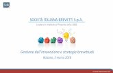 SOCIETÀ ITALIANA BREVETTI S.p.A. · 2018-03-05 · Diritto esclusivo di attuare l’invenzione e di trarne profitto , con l’eccezione di: atti compiuti in ambito privato ed a fini