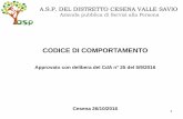 CODICE DI COMPORTAMENTO - ASP Cesena Valle Savio · 1 CODICE DI COMPORTAMENTO Approvato con delibera del CdA n° 25 del 5/9/2016 Cesena 26/10/2016