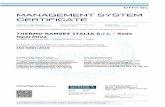 MANAGEMENT SYSTEM CERTIFICATE · 25 giugno 2016 - 26 giugno 2019 Si certifica che il sistema di gestione di/This is to certify that the management system of THERMO RAMSEY ITALIA S.r.l.