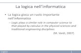 La logica nell’informatica · Logica 3 Applicazioni •La logica è un formalismo “universale” •Si applica a numerosi ambiti: –architetture (porte logiche) –ingegneria