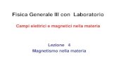 Campi elettrici e magnetici nella materia Lezione 4 ... › ccl › docenti › menichetti › FisicaIII › Lez4.pdf · PDF file Campo con materiali magnetici - VII 0 0 0 0 0 0 0
