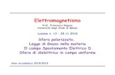 Sfera polarizzata. Legge di Gauss nella materia Il campo Spostamento Elettrico …lxmi.mi.infn.it/~ragusa/2018-2019/elettromagnetismo... · 2018-11-27 · Prof. Francesco Ragusa Università