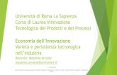 Università di Roma La Sapienza Corso di Laurea Innovazione ... · Aspettative tecnologiche (3) u Innovazioni sostitutive possono subentrare prima dell’esaurimento del ciclo di