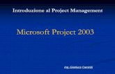 Microsoft Project 2003 · 2011-08-03 · Introduzione a Microsoft Project 2003 Uno strumento software per aiutare il manager di Uno strumento software per aiutare il manager di progetto