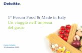 1° Forum Food & Made in Italy Un viaggio nell’impresa€¦ · Paolo Gibello 10 dicembre 2013 1° Forum Food & Made in Italy Un viaggio nell’impresa del gusto