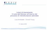 I piani di risanamento Il ruolo dell’Advisorall’interno ... · processo di ristrutturazione aziendale Luca Annibaletti–Ernst & Young 31 ottobre2009. 31 ottobre 2009 2 Agenda
