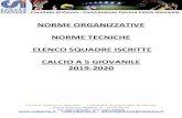 NORME ORGANIZZATIVE NORME TECNICHE ELENCO SQUADRE … · CALCIO A 5 GIOVANILE 2019-2020 Centro Sportivo Italiano ... FINALE 3°/4° POSTO 2^ CLASSIFICATA GIRONE A vs 2^ CLASSIFICATA