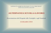 ALTERNANZA SCUOLA-LAVORO€¦ · L’alternanza obbligatoria nei Licei dal 2015: La legge 107/2015 prevede lo svolgimento di 200 ore di alternanza scuola-lavoro, distribuite nel corso