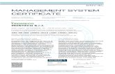 MANAGEMENT SYSTEM CERTIFICATE - Monteco Srl · Lack of fulfilment of conditions as set out in the Certification Agreement may render this Certificate invalid. DNV GL Business Assurance