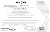 CERTIFICATO N. EMS-6113/S CERTIFICATE No. P.E.R.A.R. S.P.A. · ISO 14001:2015 E AL REGOLAMENTO TECNICO ACCREDIA RT-09 09.12.2015 23.08.2018 CISQ è la Federazione Italiana di Organismi