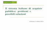 Il sistema italiano di acquisto pubblico: problemi e possibili soluzioni · 2016-03-21 · Art. 9 DL 66/2014, art. 3 con DPCM, entro il 31 dicembre di ogni anno, sulla base di analisi