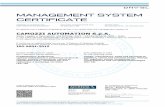 MANAGEMENT SYSTEM CERTIFICATE - Camozzi Automation · Lack of fulfilment of conditions as set out in the Certification Agreement may render this Certificate invalid. DNV GL Business