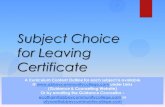 Subject Choice for Leaving Certificate - CareersPortal · Junior Cert Business branches into Business and Accounting Be aware that Business at Leaving Cert is largely theory based