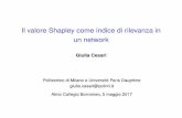 Il valore Shapley come indice di rilevanza in un network · 2017-05-08 · Misurare la rilevanza di nodi all’interno di un network I Il concetto di centralità gioca un ruolo chiave