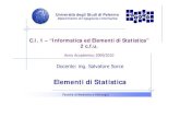 Elementi di Statistica - UniPa · 2010-01-14 · Elementi di Statistica Statistica - definizioni Ramo del sapppg g pere che impiega strumenti logici e matematici per la raccolta,