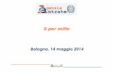 5 per mille Bologna, 14 maggio 2014 - Agenzia Entrate · 2014-05-16 · 5 x mille 2014-Normativa e prassi Articolo 1, comma 205 legge 27 dicembre 2013 n.147 D.p.c.m. 23 aprile 2010