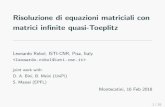 Risoluzione di equazioni matriciali con matrici infinite ... · Leonardo Robol 2/26. GNCS Project / Participants Project: \Metodi numerici avanzati per equazioni e funzioni di matrici