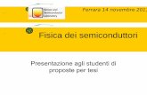 Presentazione agli studenti di proposte per tesi...Presentazione agli studenti di proposte per tesi Ferrara 14 novembre 2011 Il gruppo Prof. Vincenzo Guidi Dr. Cesare Malagù, Dr.