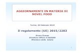 AGGIORNAMENTI IN MATERIA DI NOVEL FOOD · ALIMENTO: DEFINIZIONE NORMATIVA Articolo 2 del regolamento (CE) 178/2002 General Food Law …si intende per «alimento »(o «prodotto alimentare»,