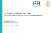 La legge di bilancio 2020 - Fondazione IFEL...2020/01/24  · • La legge di bilancio (co. 557) introduce finalmente un dispositivo di vera ristrutturazione del debito degli enti
