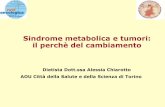 Sindrome metabolica e tumori: il perchè del cambiamento · ormoni e il cambiamento di questi ormoni può portare allo sviluppo di neoplasie LEPTINA ADIPONECTINA Nell’obesità si