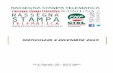 MERCOLEDì 4 DICEMBRE 2019 - pensionati CISL Campania · Il direttivo dell’Associazione della stampa romana ha approvato un documento per chiedere che l’Inpgi venga trasformato