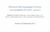 Elementi del linguaggio Python - Massimo Lauria Elementi del linguaggio Python Informatica@SEFA2017/2018 - Lezione 3 ... Gli interi sono codiﬁcati in Python con elementi di tipoint