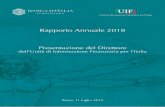 Rapporto Annuale 2018 - Banca D'Italia · anno 2015 Rapporto annuale Roma, 11 luglio 2019 Presentazione del Direttore dell’Unità di Informazione Finanziaria per l’Italia Rapporto