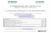 Campionato di Calcio a 11 calcio a 11...Comunicato Ufficiale Lega Calcio UISP Arezzo - C.U. n. 41 del 30/05/2017 Pagina 10 di 26 D ELIBERA n 41 anno 2016/2017 Ricorrente: COORDINATORE