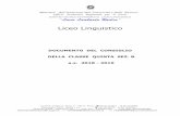 Liceo Linguistico Documento 15... · 2019-06-04 · Liceo Linguistico DOCUMENTO DEL CONSIGLIO DELLA CLASSE QUINTA SEZ. B a.s. 2018 - 2019 Centrale: Piazza E. Viola, 6 – 00173 Roma
