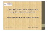 La certificazione delle competenze nel primo ciclo di istruzione · 2017-06-05 · La certificazione delle competenze nel primo ciclo Non va intesa come una mera trasposizione degli