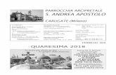 PARROCCHIA ARCIPRETALE S. ANDREA APOSTOLO · Piazza Manzoni 15 Fax + Tel. 029254898 e-mail: segreteria@parrocchiacarugate.it: donclaudio@parrocchiacarugate.it sito Don Simone Arosio,