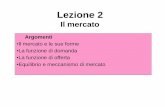 Lezione 2 - people.unica.it - Università di Cagliari · 2016-01-22 · Lezione 2 Il mercato Argomenti •Il mercato e le sue forme •La funzione di domanda •La funzione di offerta
