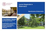 Laurea Magistrale in Matematicamatematica.unipv.it/attach/41999A3FAD41066A/file/brochure5.pdf · Dipartimento di Matematica Laurea Magistrale in Matematica La Laurea Magistrale in