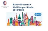 Bando Erasmus+ Mobilità per Studio 2019/2020 · Mobilità verso la Svizzera Al momento la Svizzera non riceve alcun finanziamento dall’Unione Europea per le mobilità da e verso