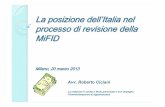 La posizione dell’’’’Italia nel processo di revisione della MiFID€¦ · 18-03-2013  · La revisione della direttiva MiFID prevede: 1) Per i derivati OTC soggetti alla clearing