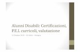 Alunni Disabili: Certificazioni, P.E.I. curricoli, valutazionebo.istruzioneer.gov.it/wp-content/uploads/sites/3/2019/10/Presentazi… · Certificazione per l’Integrazione Scolastica