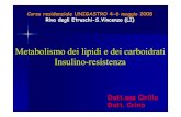 Metabolismo dei lipidi e dei carboidrati Insulino-resistenza · Metabolismo dei lipidi e dei carboidrati Insulino-resistenza Corso residenziale UNIGASTRO 4-6 maggio 2008 Riva degli