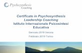 Certificate in Psychosynthesis Leadership Coaching ...€¦ · Coaching Psicosintetico 3 Unitàe 5 workshops 1. Basidel Coaching psicosintetico–basidel coaching in psicosintesi;