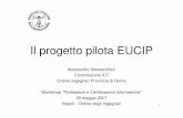 Il progetto pilota EUCIP...mantenimento dell’attuale livello di qualità delle prestazioni professionali • Rafforzare la funzione degli ordini relativamente alla verifica dei requisiti