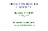 Metodi Matematici per l'Ingegneria Modulo MAT08 · 2. Errore inerente: semplificazioni del modello reale (interpretazione del risultato) 3. Errore di troncamento: discretizzazione,