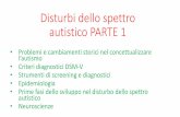 Disturbi dello spettro autistico PARTE 1 · Disturbi dello spettro autistico PARTE 1 • Problemi e cambiamenti storici nel concettualizzare l’autismo • Criteri diagnostici DSM-V