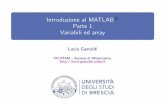 Introduzione al MATLAB© Parte 1 Variabili ed arrayI Analisi e visualizzazione dei dati I Programmazione e sviluppo di algoritmi I Sviluppo e distribuzione di applicazioni MATLAB e