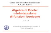 Algebra di Boole: minimizzazione di funzioni booleanedepietro.g/DePietro/L08Minimizzazione.pdf · Algebra di Boole: minimizzazione di funzioni booleane ... G = 10-01 17,21 H = 11-00