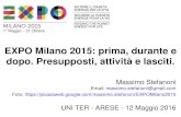 EXPO Milano 2015: prima, durante e dopo. ... â€¢I Volontari, colonna portante di EXPO 2015 â€¢La struttura