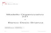 Modello Organizzativo 231 - Banco Desio...D.Lgs. 231/01 o Decreto: il Decreto Legislativo 8 giugno 2011, n. 231, entrato in vigore il 4 luglio del 2001 e successive modificazioni ed